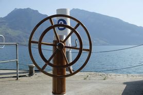 Steering wheel photo spot at Spiez ship station